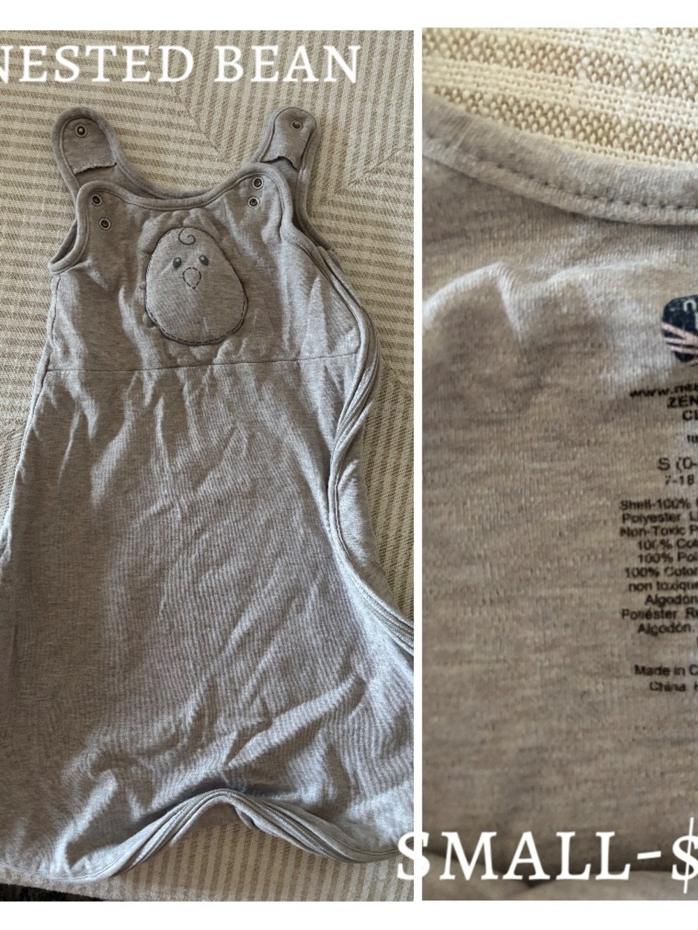 Nested Bean Light Gray Weighted Sleepsack